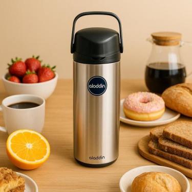 Imagem de Garrafa Térmica Inox Aladdin 1 Litro com Alça  Conserva Bebidas Quente