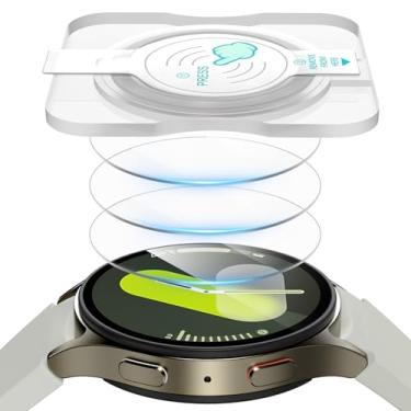 Imagem de Landhoo Pacote com 3 protetores de tela para Samsung Galaxy Watch 7 de 44 mm com kit de instalação de alinhamento automático, antiarranhões, película protetora de vidro temperado HD sem bolhas para