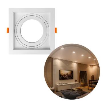 Imagem de Spot Embutir Quadrado Recuado Foco Orientável ABS p/ PAR20 E27 Delis S