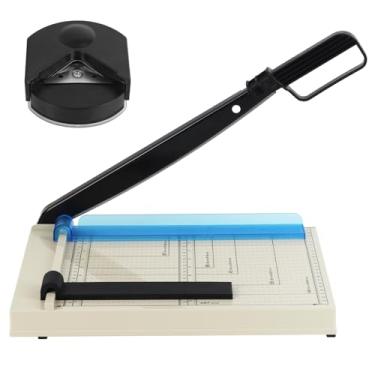 Imagem de Cortador de papel, cortador de papel guilhotina de 30,5 cm com canto arredondado, capacidade para 15 folhas, tábua de corte de papel com proteção de segurança, perfeito para fotos, papelão, papelão