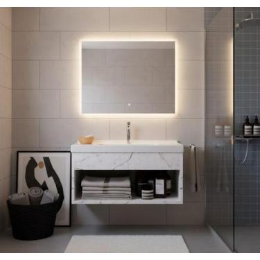 Imagem de Armário Para Banheiro 60Cm Mdf Com Cuba - Zoff Branco - Riverzza