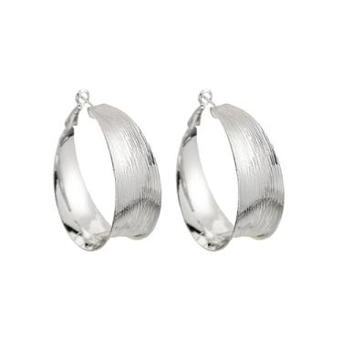 Imagem de Brincos de argola grossos de ouro/prata para mulheres, grandes e largos, brincos pendurados com argola grande, textura punk, círculos, brincos redondos, roupas modernas, Large, Metal, Sem pedra