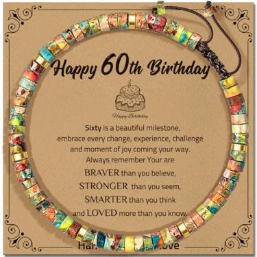 Imagem de ZOKCC Presentes de aniversário de 30º 40º 50º 60º 70º 80º aniversário para mulheres, pulseira de pedra natural, presentes de aniversário para mãe, filha, avó, irmã, amigas, colegas de trabalho, King