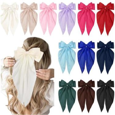 Imagem de Laços de cabelo TEBIEKOY para mulheres, cetim grande e sedoso com caud