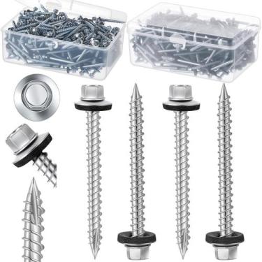 Imagem de Parafusos de telhado de metal Tandefio 500 peças 10 x 2 com lavadora d