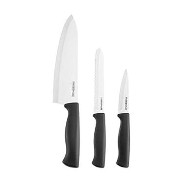 Imagem de Farberware Conjunto de facas de chef de aço inoxidável, 3 peças, preto