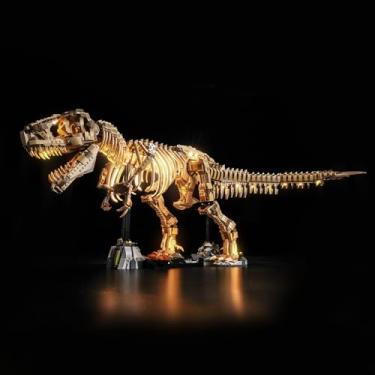 Imagem de Hilighting Kit de luz LED atualizado compatível com Lego Dinosaur Fossils Tyrannosaurus rex conjunto de montagem, decoração de luzes compatível com Lego 76968 (modelo não incluído)