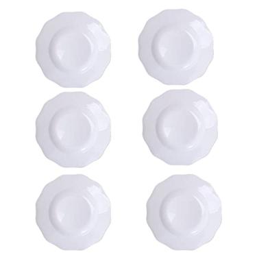 Imagem de Prato de serviço Pratos de massa de 21,5 cm Conjunto de 6 pratos de servir para salada, macarrão, bife, bife e pratos de aperitivo (branco) Pratos (Tamanho: M)