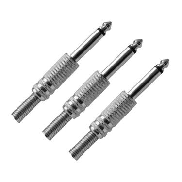 Imagem de Kit 3 Plug P10 Macho Estéreo Cromado Mola Simples Mxt