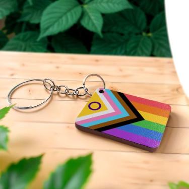 Imagem de Kit 50 Chaveiros LGBT Lembrancinhas MDF - Criptonita, Bandeira Bissexu