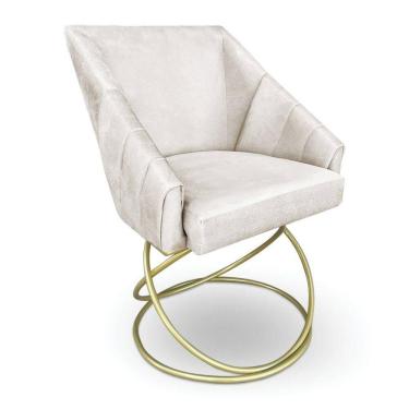 Imagem de Poltrona Luxo Alana Suede Base De Ferro Dourado - Pallazio Cor Verde