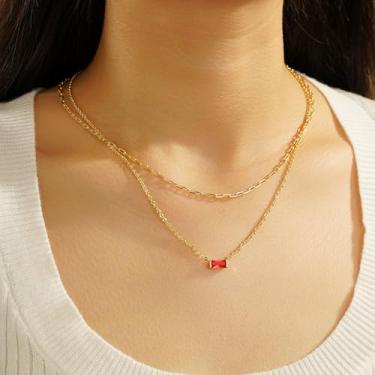 Imagem de Colares banhados a ouro 14K para mulheres – Pingente de esmeralda zircônia cúbica azul verde com pingente de pedra do mês de nascimento personalizado, hipoalergênico, não mancha, joias modernas, 14"+2