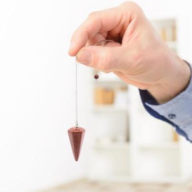 Imagem de Pêndulo de cristal com ponta de jaspe vermelho para cura e absorção de energia para meditação 37 mm