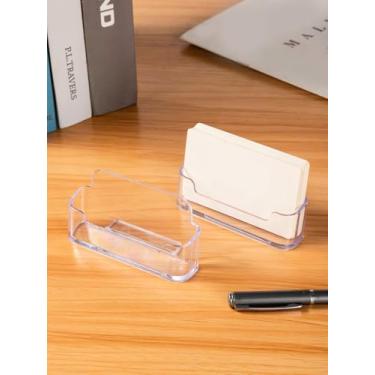 Imagem de Pacote com 4 porta-cartões de visita de plástico transparente, expositor de cartão de visita de acrílico para suporte de cartão de visita de mesa