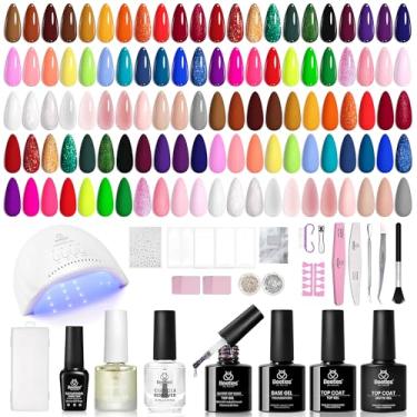 Imagem de beetles Gel Polish Kit De Esmaltes Em Com 85 Peças E Luz Uv, 55 Cores, Base Rosa Gelatinosa, Ferramentas Para Todas As Estações, Vermelho, Verde, Pérola, Estilo Manifesto, Presentes Arte Faça Você M