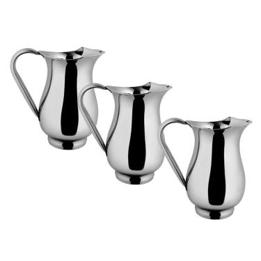 Imagem de Kit 3 Jarras De Suco Inox Aço Com Separador De Gelo Em Casa Tem água 2 Litros