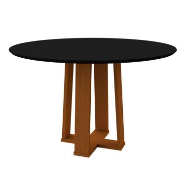 Imagem de Mesa Jantar 4 Lugares 1,20m Redondo Vidro Isabela Ypê Preto