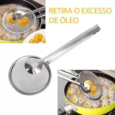 Imagem de Escumadeira para Fritura Pegador Inox com Pinça e Peneira - Generic, I