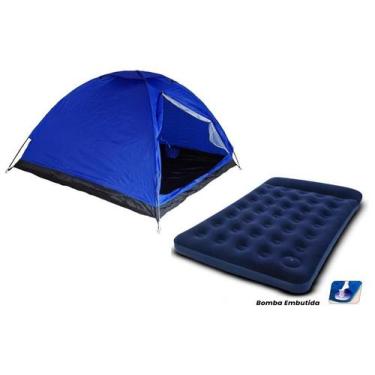 Imagem de Barraca Camping 2x2x1,35m + Colchão Casal C/ Bomba Infladora - OMEGA