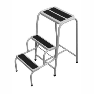 Imagem de Escada Banqueta Dobrável  3 Degraus Antiderrapante Reforçada Útil Fort