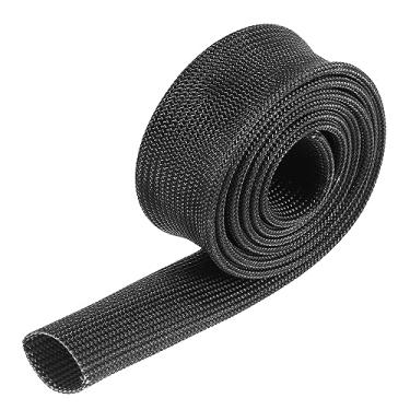 Imagem de X AUTOHAUX Protetor térmico de fibra de vidro protetor térmico de alta temperatura escudo térmico ajustável 1,0 m 15 mm 3/12.7 cm preto para proteção do tear do fio do carro