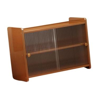 Imagem de YWJLQH Armário de mesa multifuncional em bambu estilo vintage, organizador de mesa, estante para livros, armário de armazenamento para casa, sala de estar e, 35x20x34cm