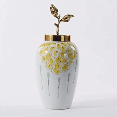 Imagem de Yalych Vaso de estudo de teto nova entrada de cerâmica chinesa hotel vendas escritório mesa de centro desktop decoração de jarro interior branco decoração de casa (tamanho: médio)