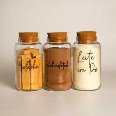 Imagem de Pote de armazenamento cafe Kit Cantinho do Café - ESCOLHA SEU KIT - Potes de Vidro 830 ml com Tampa de Cortiça(Bolacha - Achoc - Leite em Pó)
