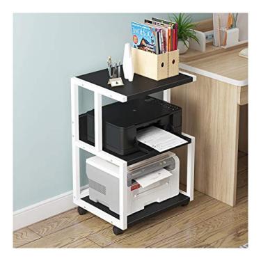 Imagem de Suporte de impressora vintage, 3 prateleiras, suporte de impressora móvel, organizador de papel, carrinho de mídia de impressora 3D com 4 rodas giratórias embaixo da mesa, suporte de impressora