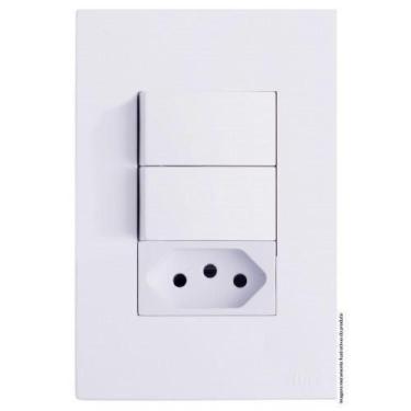 Imagem de Conjunto Interruptor Duplo Simples 10A 4X2 Brg11288-7Br - Blux Recta B