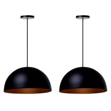 Imagem de Kit 2 Pendente Luminária Meia Lua 30cm Alumínio Balção - Real Lar