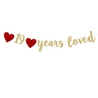 Imagem de ZOZZEIBE Placa de papel 19 anos com glitter dourado para adultos, unissex, festa de aniversário de 19 anos, casamento, aniversário, foto, adereços pré-amarrados