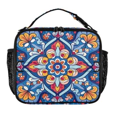 Imagem de Blueangle Lancheira mexicana de cerâmica para homens, mulheres e adultos, lancheira pequena para trabalho de escritório, piquenique - bolsa térmica portátil reutilizável (505)