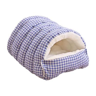 Imagem de Ｂｅｓｇａ Cama tipo casinha para gatos e cachorros com almofada autoaquecida, aconchegante e macio para filhotes, cães de pequeno porte gatos de interior, Azul, S