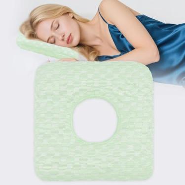 Imagem de Wucidici Travesseiro de piercing de orelha para pessoas que dormem de lado com orifício para dor de ouvido inflamação CNH, alívio da dor de pressão do sono, travesseiro refrescante e protetor de