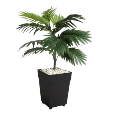 Imagem de Grandes Palmeiras Artificiais/Coqueiros Com Vasos De Vime — DecoraçãO Para Casa, Sala De Estar E Ambiente(Preto)