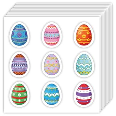 Imagem de OLYCRAFT 20 folhas/180 peças, adesivos autoadesivos com tema de Páscoa, ovos de páscoa, adesivos decorativos de papel de 2,5 cm, etiquetas coloridas de scrapbook para artesanato faça você mesmo