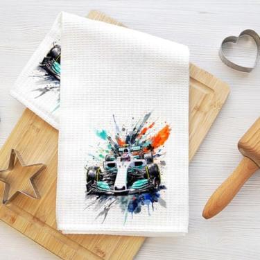 Imagem de Toalhas de cozinha de carro de corrida dinâmicas, pano de microfibra de secagem rápida, panos de prato para secagem de cozinha reutilizáveis bar panos de prato de mão decoração para banheiro