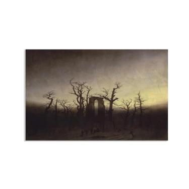 Imagem de ZUJGHSJG Abbey among Oak Trees por Caspar David Friedrich Impressões em tela Well Decor The World Classic Art Reproduções de arte grande giclee arte de parede para sala de estar decoração de casa 75 x