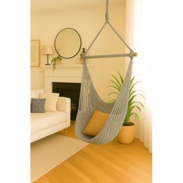 Imagem de Rede Para Cadeira de BalançO, Estilo Suspenso ReforçAdo Com Tecido, Adequada Para Salas de Estar, Varandas e PáTios(Cinza (TC))