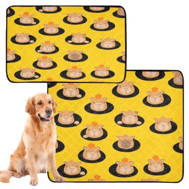Imagem de CEBUGI Almofadas de xixi laváveis para cães, pacote com 2, almofadas impermeáveis para filhotes de cachorro, antiderrapante, à prova de vazamento, para cama de cercadinho, estampa de capivaras