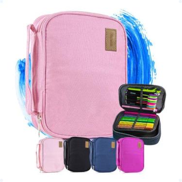 Imagem de Estojo Grande Box Jumbo Escolar Com Divisórias Para Canetas - Hxt, Ros