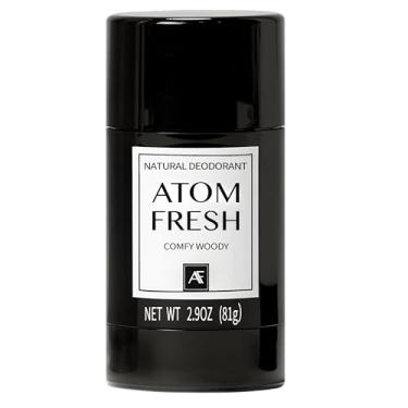 Imagem de Desodorante Atom Fresh Natural Solid Stick – 72H Triple Odor Defense – Sem alumínio, sem bicarbonato de sódio – com aminoácidos, pó mineral, amido à base de plantas – Confortável Woody – Seguro para a