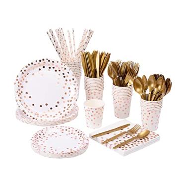 Imagem de Descartável para 25 Convidados Pratos de Papel Copos Guardanapos Palitos Sucção Garfos Plásticos Faca Colheres Alimentar sem BPA Festa Aniversário Piq