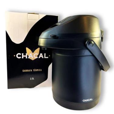 Imagem de Garrafa Térmica 2,5 Litros Preta Aço Inox Parede Dupla Giratória Premi