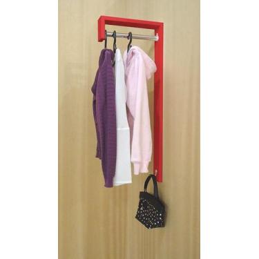 Imagem de Cabideiro de Parede J Arara Camiseiro Porta Bolsas Vermelho Laca - For