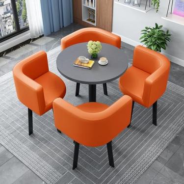 Imagem de Conjunto de mesa de negociação e cadeira, mesa de clube de sala de recepção de escritório, conjunto de mesa de jantar redonda simples, mesas de conferência, conjunto de mesa de centro e cadeira (cor
