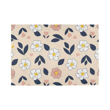 Imagem de Burbuja Jogo americano de flores, conjunto de 4 tapetes de mesa laváveis antiderrapantes, resistentes ao calor, para cozinha, mesa de jantar, ambientes internos e externos