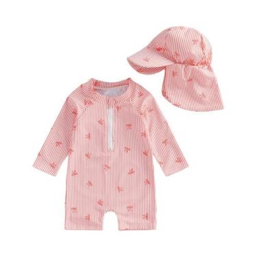 Imagem de Maiô De Verão Para Bebês Recém-nascidos, Roupa De Banho Listrada Com E