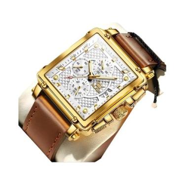 Imagem de Relógio De Luxo Masculino Com Pulseira De Couro, À Prova d'Água, Lumin